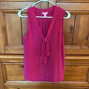 Lilly Pulitzer Pink Sleeveless Tie Front Blouse
